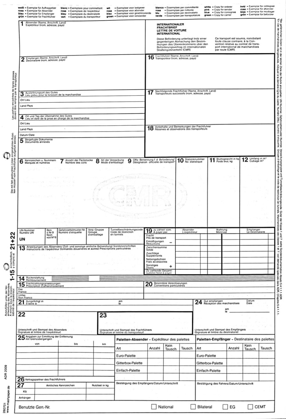 CMR-Frachtbrief